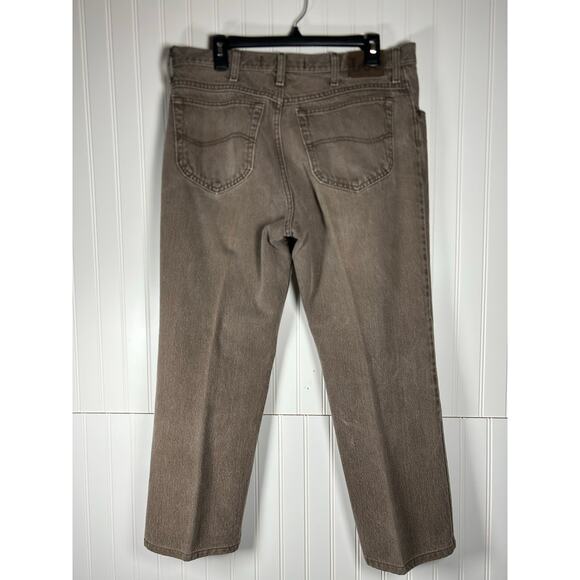 Lee Regular Fit Jeans Mens Size 36X29 Straight Distressed Denim Brown - Picture 2 of 6